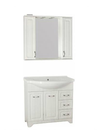 Зеркальный шкаф "Олеандр-2  1000 " свет ЛЮКС STYLE LINE РЕЛЬЕФ ПАСТЕЛЬ