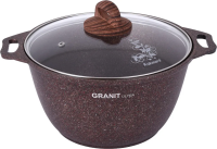 Кастрюля 3л со стекл. крышкой "Granit ultra" (red) Кукмара с антипригарным покрытием, кга32а