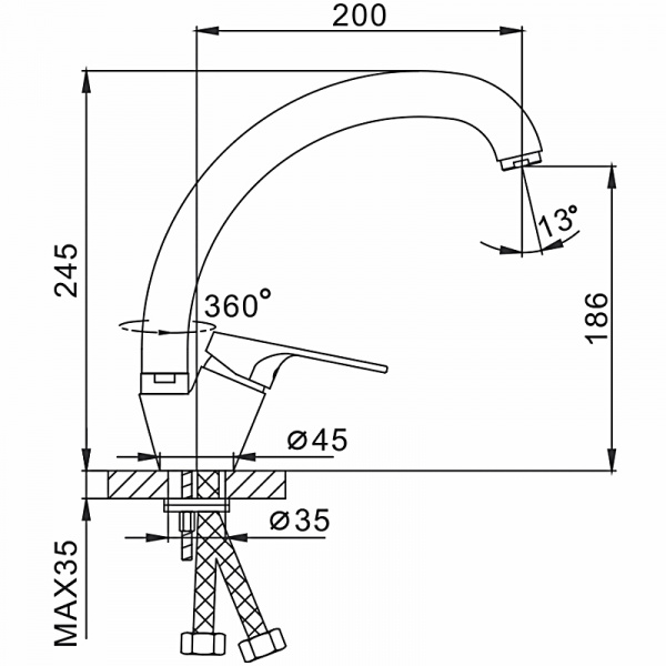 FRAP смеситель для кухни шаровый D40мм F4113-9 песочный