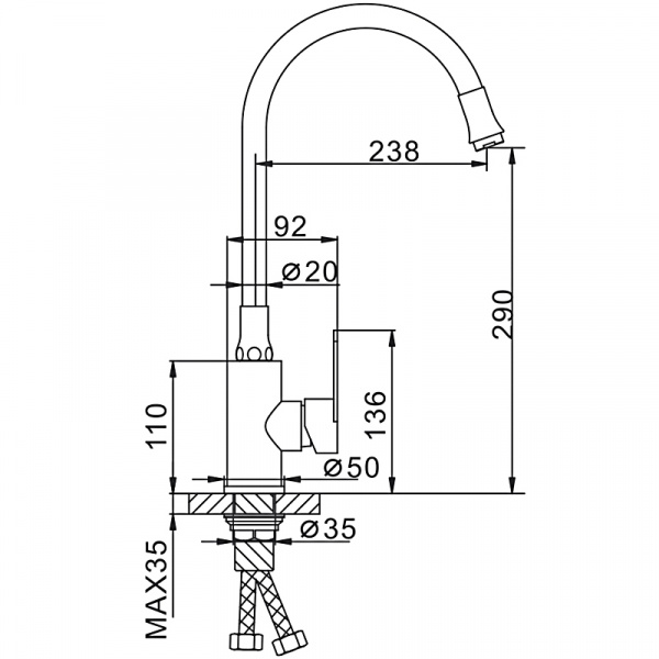 FRAP смеситель для кухни F4448, гибкий излив
